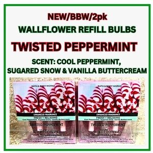 🔥2pk/TWISTED PEPPERMINT/WALLFLOWER REFILL BULBS/NEW/BBW